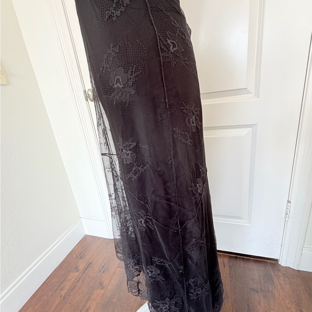 Vtg Max Studio 90s Whimsigoth Black Mesh Maxi Dress - Size M - Picture 13 of 16
